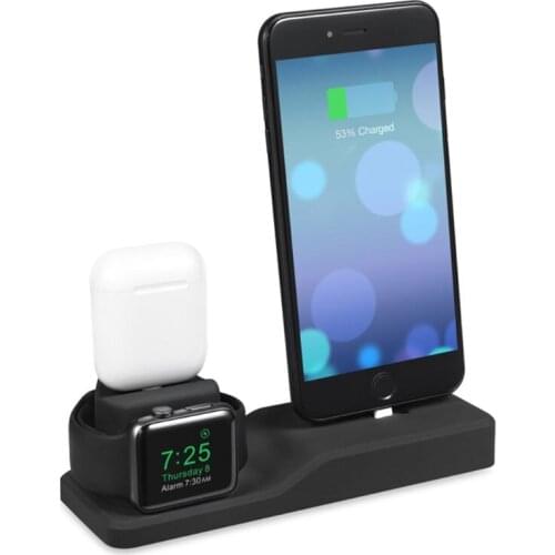 3in1 Silicone Holder Dock For Apple Watch For iPhone X XS XR MAX 6 7 8 Airpods
