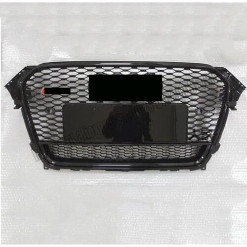 Rs4 style front hex mesh honeycomb grill gloss black cover for audi a4 / s4 b8.5 2013 2014 2015 2016 car styling accessories