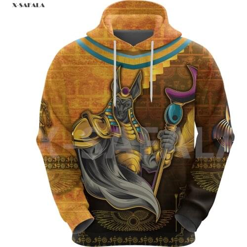 ANUBIS_EGYPTIAN_GOD Egypt 3D Over Printed Hoodie Man F69 Women Unisex Outwear Zipper Pullover Sweatshirt Casual