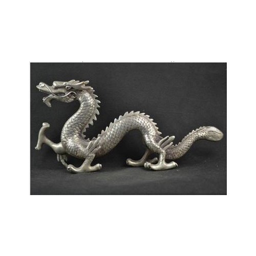 Decorated Miao Silver Carving Lifelike Dragon Rare Noble Statues Tibetan Silver decoration brass factory outlets