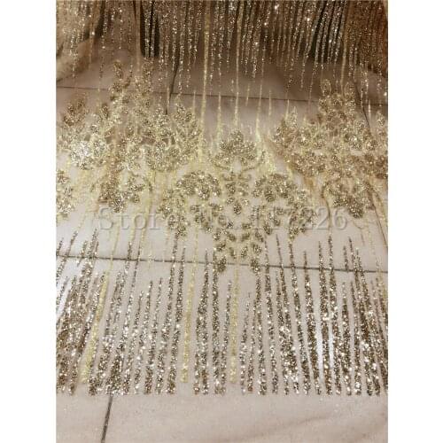 Stock 5yards/bag big flowers gold grid hand print glitter tulle lace fabric for wedding bridal gown dress/sawing