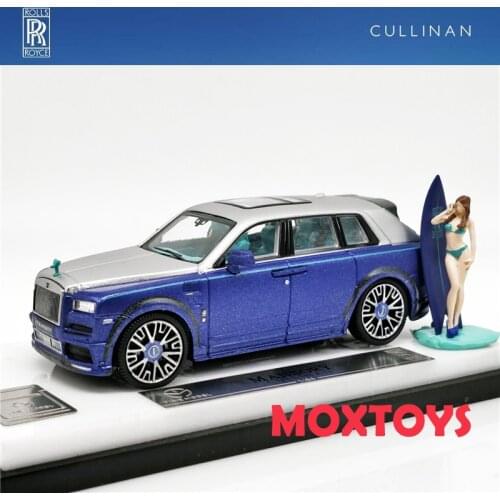 Time Model 1:64 Rolls Royce SUV CULLINAN Mansory Blue Silver Gril of Figure Diecast Model Car