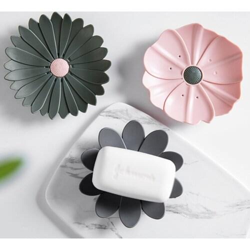 Flower Shaped Soap Box Rack Bathroom Soap Holder Box Drain Tray Portable Anti-slip Soap Dish Storage Boxes Bathroom Accessories