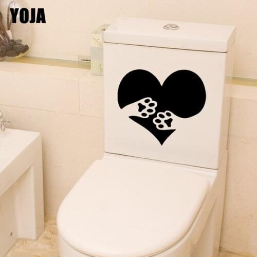 YOJA 24.7*21.2CM Love Cats And Dogs Wall Sticker Decal Toilet Bedroom Home Decor Heart And Paws T4-0038