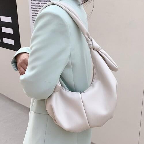 Premium Texture PU Soft Leather Hand Bag Female 2021 New All-match Western-style Underarm Bag Niche One-shoulder Dumpling Bag