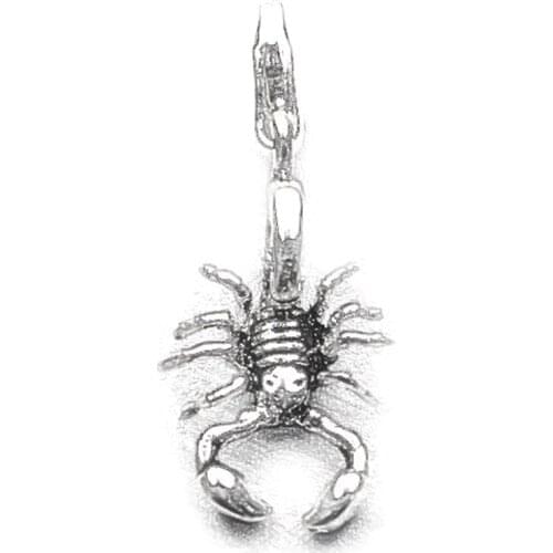 Muffiy Women Silver Rebellious Evil Little Scorpion Charms Pendant Fit Bracelet Necklace Bag European Fashion Men Charm Jewelry