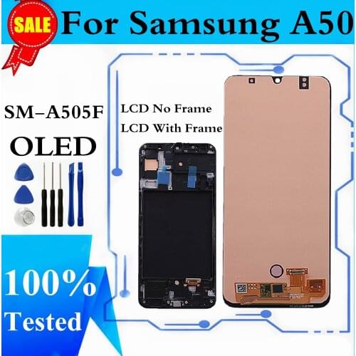 OLED LCD Display For Samsung Galaxy A50 A505 LCD Display Touch Screen Digitizer For Samsung A505 SM-A505F LCD Display With Frame