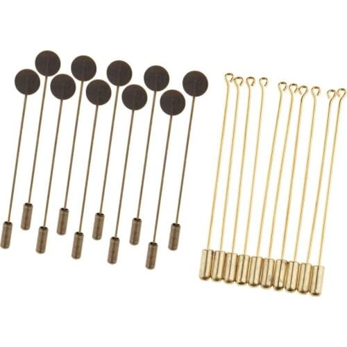 MagiDeal 20Pcs Long Needle Lapel Stick Hat Scarf Brooch Boutonniere Pin DIY