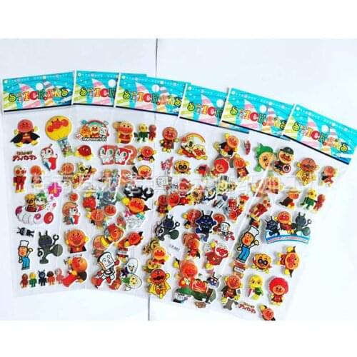 200 sheets/lot cartoon Anpanman 3D PVC adhesive stickers 17*7cm children prize gift educational toy Christmas sticker game