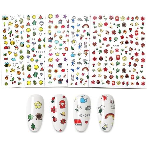 3D Nail Sticker Design Geometric Summer Nail Art Decorations Sliders Gel Decals Manicure Accessories