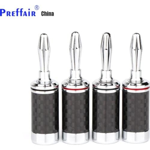 4PCS Rhodium plated Carbon fiber banana plug Speaker Cable Banana Terminal plug
