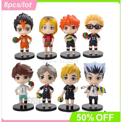 8pcs/lot Haikyuu Anime Figure Kozume Kenma Hinata Shoyo Action Figure Kotaru Bokuto Yu Nishinoya Kei Tsukishima Figurine Toys