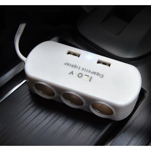 Car Bluetooth Car One Minute Three Cigarette Lighter 2USB Car Charger Car Charger One Drag Three 2USB Car Charger Adapter
