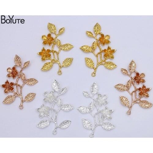 BoYuTe (10 Pairs/Lot) 50*70MM Metal Alloy Flower Branch Pendant Charms Materials Diy Handmade Jewelry Findings Components