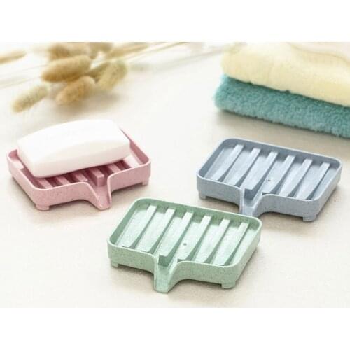 Sponge Holder PP Wheat Straw Storage Rack Drain Soap Box Tray Soapbox 1 Pcs Shower Soap Tray Tool Soap Dish Plate Holder