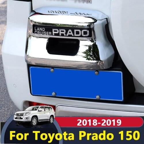 For Toyota Land Cruiser Prado 150 2018 2019 Exterior Accessories Chrome Car Rear License Frame Plate Cover Trim Protection Case