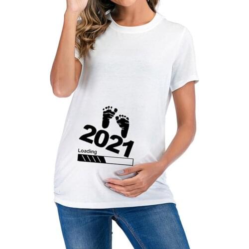Maternity T-shirt Short Sleeve Baby Loading 2021 Letter Printed Cotton Women Pregnancy Tee Top for Summer T Shirts