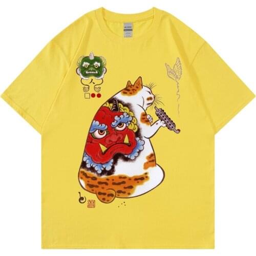 Japanese Harajuku Cartoon Men Hip Hop T Shirt Streetwear Summer Tops Tees Cotton Tshirt HipHop