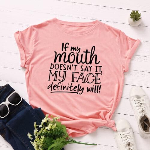 Graphic T Shirts for Women Cotton Short Sleeve Tee Female Shirt Tops Summer Casual Clothes Gifts If My Mouth Doesn't Say It