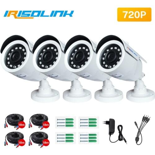 Irisolink Video Surveillance Camera 4pcs/lot 720P AHD Security Camera 60ft BNC&DCplug Waterproof Bullet Camera for CCTV System