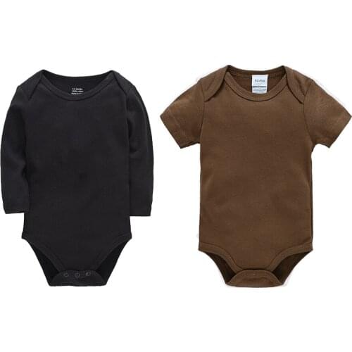 Kavkas Baby Bodysuits Cotton Newborn Blank Long Sleeve Short Sleeve 0-24 Months Boy Clothing Solid Blue Coffee Girl Clothing