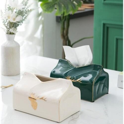 Ceramic Tissue Box Container Modern Living Room Household Paper Box Home Napkin Papers Storage Holder Box Table AccessoriesZH259