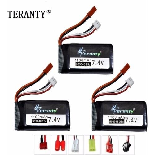 7.4V 1100mah 25c LiPo Battery For Wltoys V353 A949 A959 A969 A979 k929 7.4v Drone Battery For RC Cars Helicopters Boats 3pcs/set