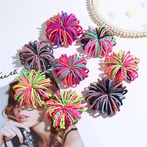 50PCS/Lot 3CM Fashion Colorful Elastic Scrunchies Pack For Girl Hair Accessories Kids Rubber Bands Ponytail Holder Tie Haarband