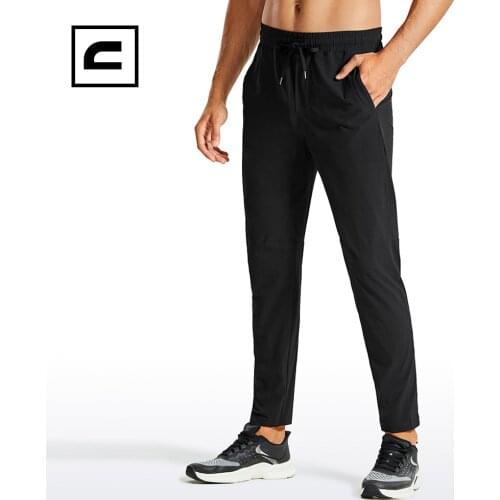 CRZ YOGA Mens Stretch Travel Pants Quick Dry Thick Golf Workout Athletic Casual Pants with Pockets