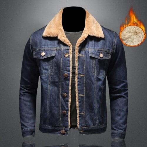Mens Winter Thicker Denim Jackets Men Warm Liner Cowboy Coat Blue Outerwear Jean Jackets High Quality