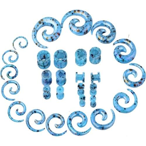 Fanpeijy Acrylic Sprial Gauge Kit Tapers Tunnels Plugs 14G-00G Ear Stretching Kit Earrings Gauges Screw Flesh Tunnel Piercings