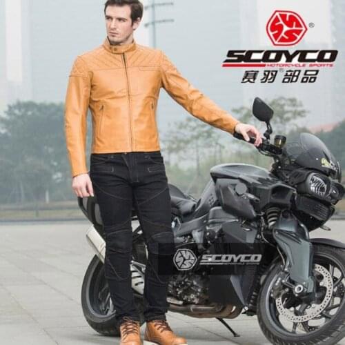 2019 New SCOYCO Motorcycle riding clothes Jacket Jeans Motocross Motorbike racing suit jackets Pants of PU Stretch denim lyca