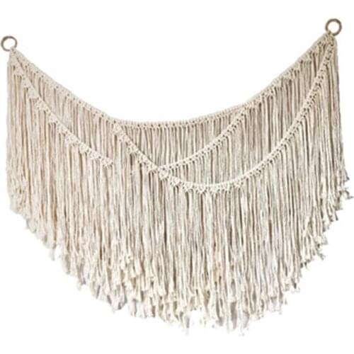 Super Large Macrame Wall Hanging Handwoven Bohemian Cotton Rope Boho Tapestry Home Decor Art (With Iron Ring)