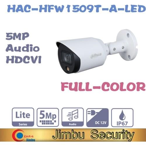 Original Dahua HDCVI 5MP Full-color HAC-HFW1509T-A-LED Starlight HDCVI Bullet Camera Built-in mic security camera outdoor