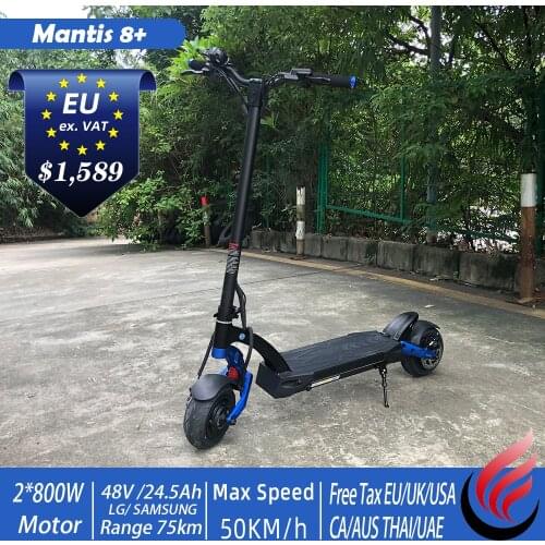 VAT Exemption Kb Mantis8 800W*2 DualMinimotors 48V/24.5Ah 75Km Range 50Km/h Controller EY3 Display Two Wheel Electric Scooter