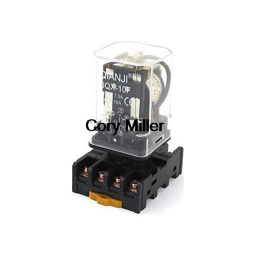 Plastic Shell DC 12V Coil Electromagnetic Relay 8 Connecting DPDT 2 NO 2 NC