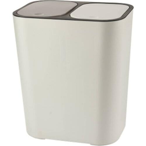 Trash Can Rectangle Plastic Push-Button Dual Compartment 12liter Recycling Waste Bin Garbage Can 33X29X21cm Waste Storage TB