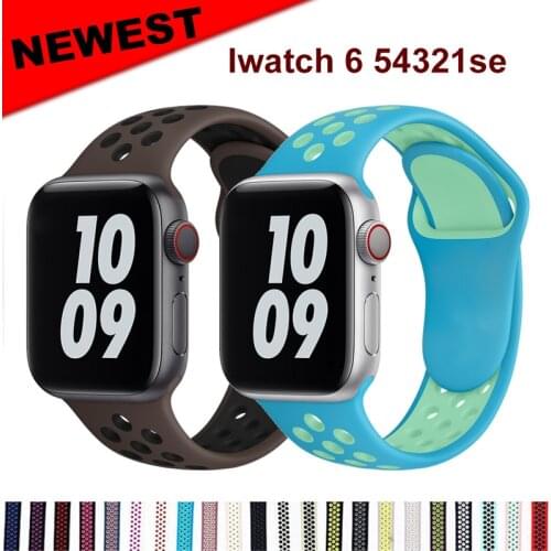 Sport Silicone Strap For Apple Watch Band 40mm 44mm 38mm 42mm Iwatch Series 3 4 5 6 Se Smartwatch Bracelet Apple Watch 40 44mm