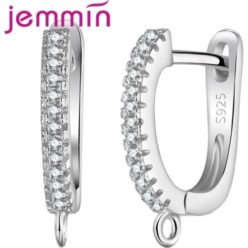 Top Quality 925 Sterling Silver Earrings Jewelry Findings Making Accessory With Micro Crystal Hoop Ear Wire Bijoux