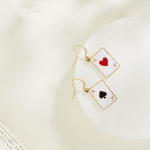 Fashion Charm Poker Drop Earrings New Creative Unusual Enamel Jewelry For Women Wedding Punk Party Accessories Birthday Gifts