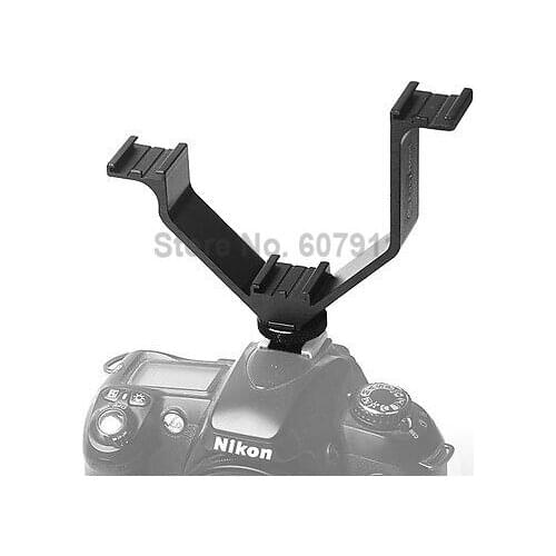 Flash Triple Shoe V Bracket 12.5cm Wide Stand Holder LED video light microphones monitors