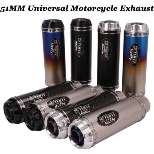 ISUNT Universal Motorcycle Exhaust Carbon Fiber Muffler 260mm 310mm Length Modified Db Killer Exhaust Tube Moto For CBR650 CB125