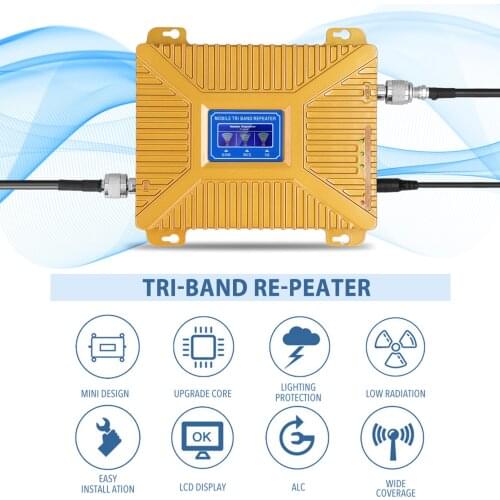 Amplifier 900/1800/2100 GSM DCS WCDMA 2G/3G/4G LTE Universal Signal Boosters Intelligent Repeaters Kit Cellphone Signal Boosters