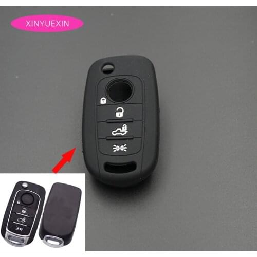 Xinyuexin Silicone Rubber Car Key Cover Fit for FIAT Toro 500X Nuovo Grazie 4 Button Flip Remote Key Case Car-styling