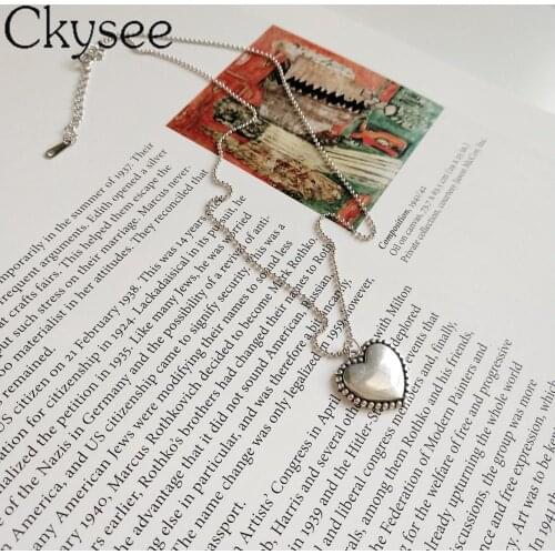 Ckysee New 925 Sterling Silver Fashion Love-Shape Necklace Bead Chain For Fashion Women Minimalist Fine Charms Jewelry