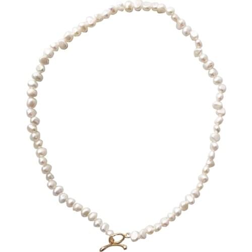 Womens Vintage Natural Shaped Baroque Pearl Necklace
