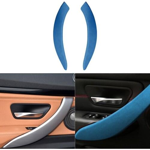 2PCS Suede Car Inner Door Panel Handle Pull Trim Cover Sticker Accessories for BMW 3 4 Series 3GT F30 F31 F32 F34 F36 2013-2019