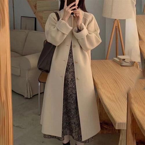 2021 Fashion Winter Wool Coat Women Long Autumn Coats Female New Woolen Overcoat Woman Jacket Korean Clothes Veste Femme WPY4038