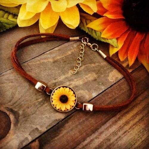 2021 New Vintage Sunflower Bracelet Handmade Rope Bracelet Sister Love Friendship Bracelets for Women Gift