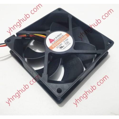 Y.S TECH FD249225HB DC 24V 0.16A 92x92x25mm 3-Wire Server Cooling Fan
